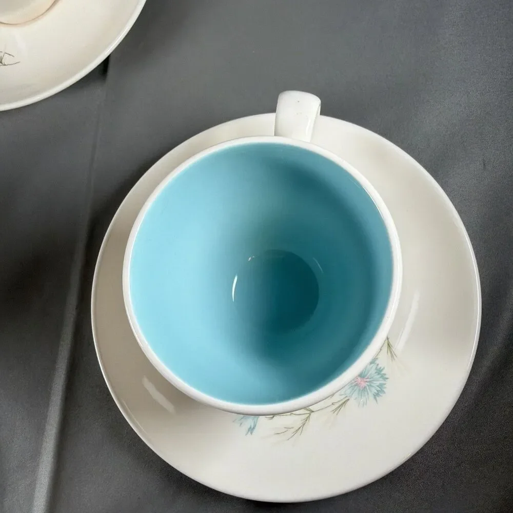 Vtg Taylor Smith Taylor Ever Yours Boutonniere Teacup Saucer Set of 4 C Handle